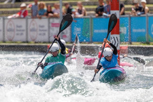 Head bei ICF CANOE SLALOM WORLD CUP, Kanusport, Frauen, Kayak Cross, 2026, am 14.06.2026 in Augsburg, Eiskanal. Bayern Deutschland