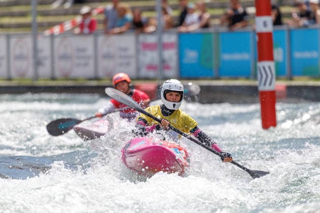 Head bei ICF CANOE SLALOM WORLD CUP, Kanusport, Frauen, Kayak Cross, 2026, am 14.06.2026 in Augsburg, Eiskanal. Bayern Deutschland