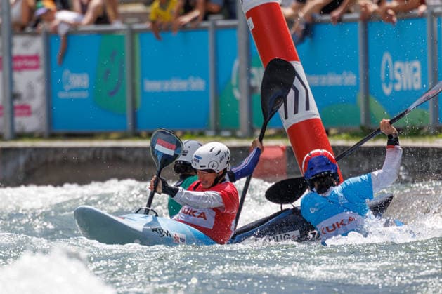 Head bei ICF CANOE SLALOM WORLD CUP, Kanusport, Frauen, Kayak Cross, 2026, am 14.06.2026 in Augsburg, Eiskanal. Bayern Deutschland