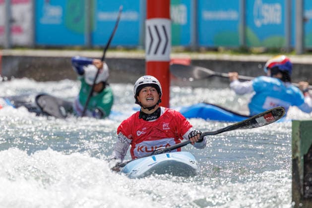 Head bei ICF CANOE SLALOM WORLD CUP, Kanusport, Frauen, Kayak Cross, 2026, am 14.06.2026 in Augsburg, Eiskanal. Bayern Deutschland