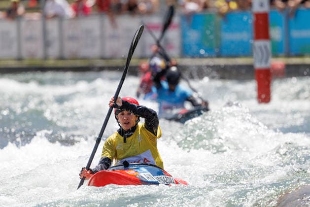 Head, Alsu Minazova (AIN) bei ICF CANOE SLALOM WORLD CUP, Kanusport, Frauen, Kayak Cross, 2026, am 14.06.2026 in Augsburg, Eiskanal. Bayern Deutschland