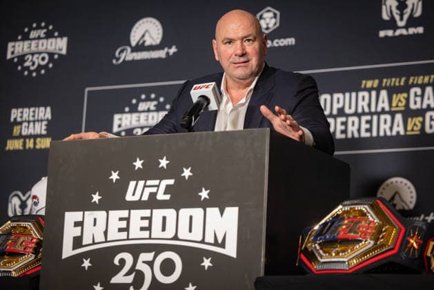 UFC Freedom 250 Post-Fight press conference, PK, Pressekonferenz WASHINGTON, DC - JUNE 15: Dana White speaks during a press conference with fight winners following UFC Freedom 250 at the JW Marriott in Washington, DC on June 15, 2026. Nathan Posner Anadolu Washington United States. Editorial use only. Please get in touch for any other usage.  Copyright: x2026xAnadoluxNathanxPosnerx