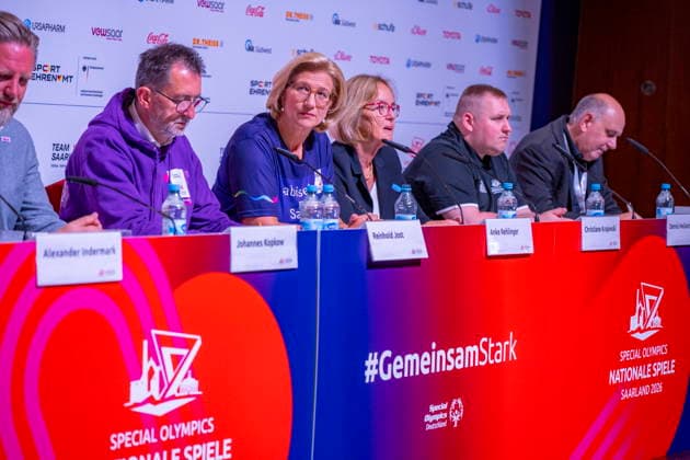Die Nationalen Spiele der Special Olympics starten am Montag (15.6.2026) im Saarland. Ministerpräsidentin Anke Rehlinger bei der Start-Pressekonferenz in Saarbrücken.