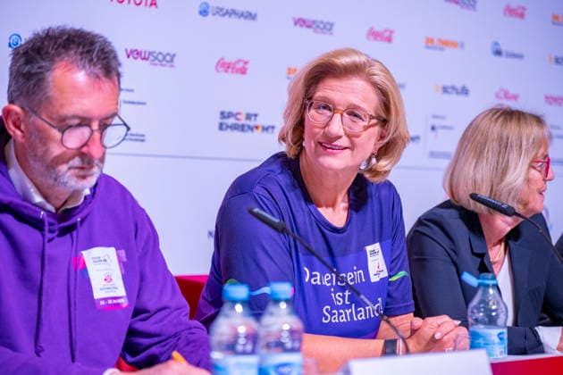 Die Nationalen Spiele der Special Olympics starten am Montag (15.6.2026) im Saarland. Ministerpräsidentin Anke Rehlinger bei der Start-Pressekonferenz in Saarbrücken.