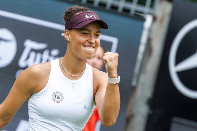 Berlin, 15.06.26, Tennis: VANDA Pharmaceuticals BERLIN TENNIS OPEN 2026 im Steffi-Graf-Stadion. Damen, Einzel, T. J. Brockmann (GER) vs 11 A. Parks (USA). Tessa Johanna Brockmann (Deutschland) freut sich ueber den Sieg. VANDA Pharmaceuticals BERLIN TENNIS OPEN 2026