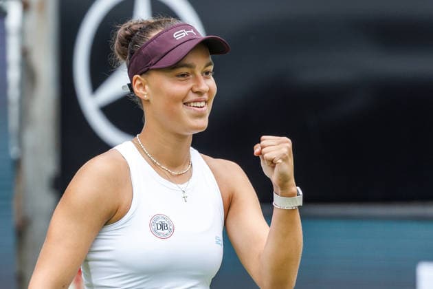 Berlin, 15.06.26, Tennis: VANDA Pharmaceuticals BERLIN TENNIS OPEN 2026 im Steffi-Graf-Stadion. Damen, Einzel, T. J. Brockmann (GER) vs 11 A. Parks (USA). Tessa Johanna Brockmann (Deutschland) freut sich ueber den Sieg. VANDA Pharmaceuticals BERLIN TENNIS OPEN 2026