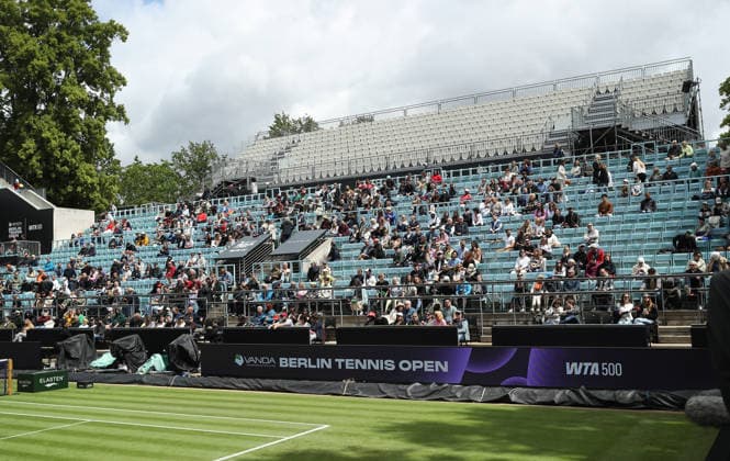 Sportstätte Center Court Steffi Graf Stadion Übersicht, oben eine Zusatztribüne VANDA Pharmaceuticals Berlin Tennis Open Damen 15.06.2026