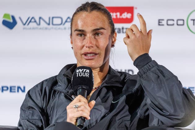 Berlin, 15.06.26, Tennis: VANDA Pharmaceuticals BERLIN TENNIS OPEN 2026 im Steffi-Graf-Stadion. Aryna Sjarhejeuna Sabalenka spricht in einer Pressekonferenz. VANDA Pharmaceuticals BERLIN TENNIS OPEN 2026