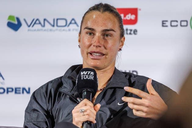 Berlin, 15.06.26, Tennis: VANDA Pharmaceuticals BERLIN TENNIS OPEN 2026 im Steffi-Graf-Stadion. Aryna Sjarhejeuna Sabalenka spricht in einer Pressekonferenz. VANDA Pharmaceuticals BERLIN TENNIS OPEN 2026