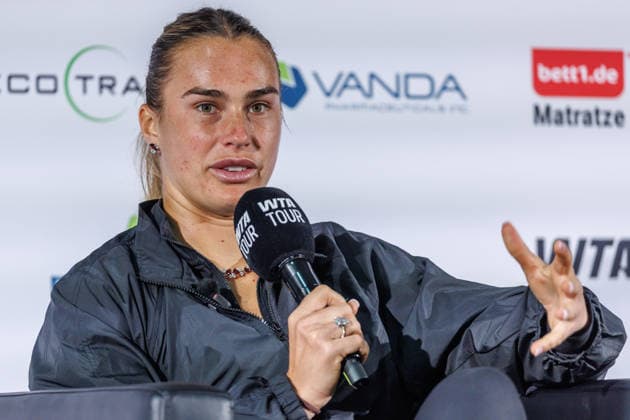 Berlin, 15.06.26, Tennis: VANDA Pharmaceuticals BERLIN TENNIS OPEN 2026 im Steffi-Graf-Stadion. Aryna Sjarhejeuna Sabalenka spricht in einer Pressekonferenz. VANDA Pharmaceuticals BERLIN TENNIS OPEN 2026