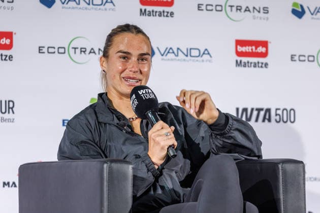 Berlin, 15.06.26, Tennis: VANDA Pharmaceuticals BERLIN TENNIS OPEN 2026 im Steffi-Graf-Stadion. Aryna Sjarhejeuna Sabalenka spricht in einer Pressekonferenz. VANDA Pharmaceuticals BERLIN TENNIS OPEN 2026