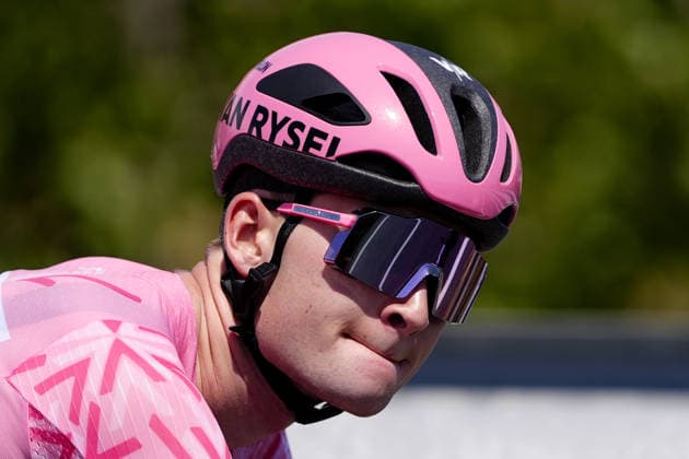 The pink jersey Norway s Kasper Haugland of Decathlon CMA CGM Development Team during Stage 2 of the Giro Next Gen 2026, from Tropea to Crotone, Italy, Monday, June 15, 2026.  Copyright: xFabioxFerrari LaPressex