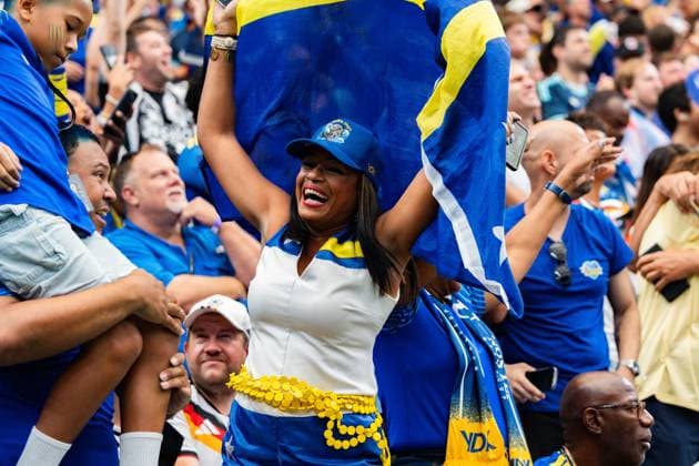 FIFA Fussball Weltmeisterschaft 2026, Gruppe E, Spiel 1, Deutschland vs. Curacao, 14.06.2026 im NRG Stadium in Houston, Texas Curacao Fans auf der Tribüne *** 2026 FIFA World Cup, Group E, Match 1, Germany vs. Curaçao, June 14, 2026, at NRG Stadium in Houston, Texas. Curaçao fans in the stands,detected_source_language Copyright: xBahhoxKarax
