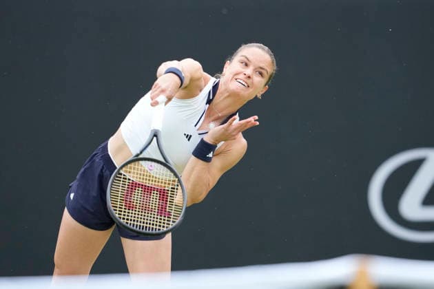 Lexus Nottingham Open - Day One Maria Sakkari of Greece in action during her Round of 32 match at the 2026 Lexus Nottingham Open Women s tennis tournament at the Nottingham Tennis Centre in Nottingham, England, on June 15, 2026. Nottingham United Kingdom  Copyright: xOwenxHammondx originalFilename:hammond-2026lexu260615_np6gk.jpg