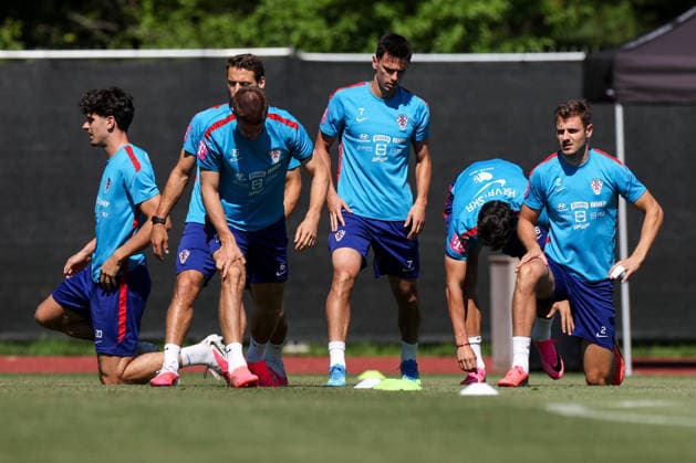 Croatia Training And press conference, PK, Pressekonferenz - FIFA World Cup, WM, Weltmeisterschaft, Fussball 2026 Igor Matanovic, Nikola Vlasic, Mario Pasalic, Nikola Moro and Josip Stanisic of Croatia during the training session at training centre at Episcopal High School on June 15, 2026 in Alexandria, Virginia.  IgorxKralj PIXSELL