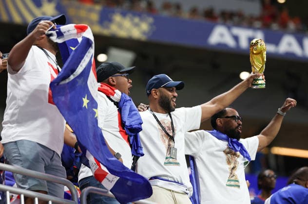 (260615) -- ATLANTA, June 15, 2026 -- Fans of Cape Verde cheer prior to the group H match between Spain and Cape Verde at the 2026 FIFA World Cup, WM, Weltmeisterschaft, Fussball at Atlanta Stadium in Atlanta, the United States, June 15, 2026. ) (SP)U.S.-ATLANTA-FOOTBALL-FIFA WORLD CUP-GROUP H-ESP VS CPV WangxKaiyan 