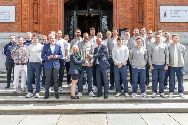 15.06.2026, Berlin, Bürgermeister Kai Wegner empfängt die Handball Manschaft Füchse Berlin am Roten Rathauses. Bürgermeister Kai Wegner empfängt die Füchse Berlin *** June 15, 2026, Berlin