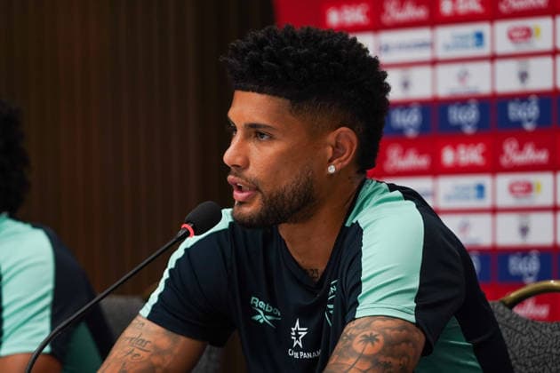 June 15, 2026, Toronto, Ciudad de Mexico, Canada: Andres ANDRADE 16 of Panama national football team during the press conference, PK, Pressekonferenz before the training day ahead the 2026 FIFA World Cup, WM, Weltmeisterschaft, Fussball Group L match against Ghana at Nottawasaga Resort. on June 15, 2026 in Toronto, Canada. Toronto Canada - ZUMAe321 20260615_zsa_e321_006 Copyright: xLeonardoxRamirezx