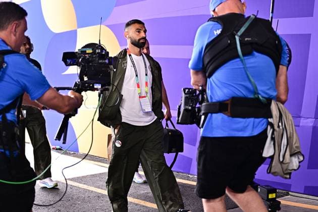 Egypt s Mohamed Salah arrives for a soccer game between Belgian national team, Nationalteam Red Devils and Egypt, on Monday 15 June 2026 in Seattle, the first game in the group stage of the FIFA World Cup, WM, Weltmeisterschaft, Fussball 2026 in the United States of America. The Diables Rouges - Rode Duivels were drawn into Group G. DIRKxWAEM  x177800481x