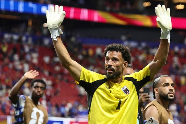 FIFA World Cup, WM, Weltmeisterschaft, Fussball 2026 - Group H - Spain vs Cabo Verde Goalkeeper Vozinha of Cape Verde reacts after the FIFA World Cup 2026 group stage match Spain vs Cabo Verde, in Atlanta, USA, 15 June 2026. ATLANTA United States  Copyright: xRONALDxWITTEKx