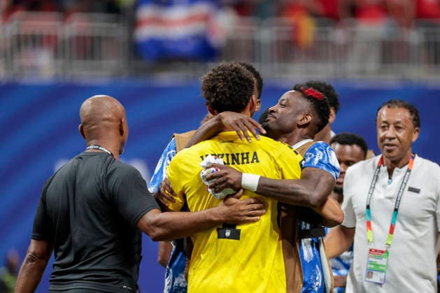 Cape Verde s players celebrate following their tie in the 2026 FIFA World Cup, WM, Weltmeisterschaft, Fussball group H soccer match between Spain and Cape Verde at Mercedes-Benz Stadium, in Atlanta, Georgia, United States, 15 June 2026. FIFA World Cup 2026 - Group H - Spain vs. Cape Verde !ACHTUNG: NUR REDAKTIONELLE NUTZUNG!  Copyright: xLavandeiraxJrx GRAF8956 20260615-55020605202_1