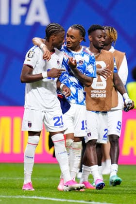 Spain v Cabo Verde: Group H - FIFA World Cup, WM, Weltmeisterschaft, Fussball 2026 Nuno Da Costa and Dailon Livramento of Cabo Verde celebrate during the FIFA World Cup 2026 Group H match between Spain and Cabo Verde at Atlanta Stadium on June 15, 2026 in Atlanta, United States. Atlanta GA United States  Copyright: xJosexBretonx originalFilename:bretonhernandez-spainvca260615_np8DE.jpg