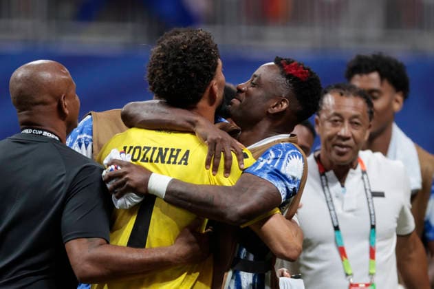 Cape Verde s players celebrate following their tie in the 2026 FIFA World Cup, WM, Weltmeisterschaft, Fussball group H soccer match between Spain and Cape Verde at Mercedes-Benz Stadium, in Atlanta, Georgia, United States, 15 June 2026. FIFA World Cup 2026 - Group H - Spain vs. Cape Verde !ACHTUNG: NUR REDAKTIONELLE NUTZUNG!  Copyright: xLavandeiraxJrx GRAF8979 20260615-55020605486_1