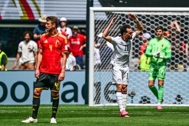 Egypt s Mostafa Ziko celebrates during a soccer game between Belgian national team, Nationalteam Red Devils and Egypt, on Monday 15 June 2026 in Seattle, the first game in the group stage of the FIFA World Cup, WM, Weltmeisterschaft, Fussball 2026 in the United States of America. The Diables Rouges - Rode Duivels were drawn into Group G. DIRKxWAEM  x177810552x