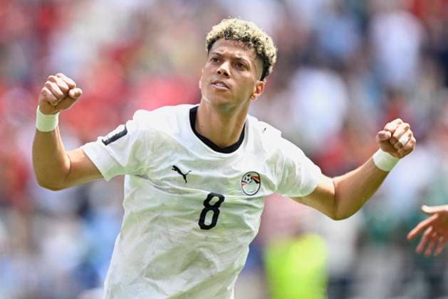 Belgium vs Egypt - 2026 FIFA World Cup, WM, Weltmeisterschaft, Fussball SEATTLE, USA - JUNE 15 : Ashour Emam midfielder of Egypt celebrates scoring the opening goal during the FIFA World Cup 2026 Group G match between Belgium and Egypt at the Lumen Field stadium on June 15, 2026 in Seattle, USA, 15 06 2026 Seattle United States of America  Copyright: xNicoxVereeckenx