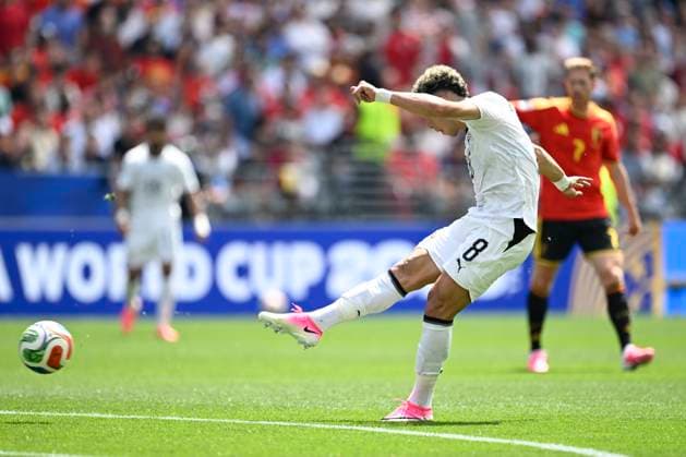 Belgium vs Egypt - 2026 FIFA World Cup, WM, Weltmeisterschaft, Fussball SEATTLE, USA - JUNE 15 : Ashour Emam midfielder of Egypt scores the opening goal during the FIFA World Cup 2026 Group G match between Belgium and Egypt at the Lumen Field stadium on June 15, 2026 in Seattle, USA, 15 06 2026 Seattle United States of America  Copyright: xNicoxVereeckenx