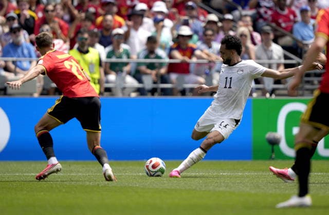 FIFA World Cup, WM, Weltmeisterschaft, Fussball 2026 - Group G - Belgium vs Egypt Timothy Castagne (L) of Belgium in action against Mostafa Ziko (R) of Egypt during the FIFA World Cup 2026 group stage match Belgium against Egypt, in Seattle, USA, 15 June 2026. SEATTLE United States  Copyright: xSTEPHENxBRASHEARx