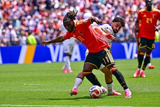 Belgium s Jeremy Doku pictured in action during a soccer game between Belgian national team, Nationalteam Red Devils and Egypt, on Monday 15 June 2026 in Seattle, the first game in the group stage of the FIFA World Cup, WM, Weltmeisterschaft, Fussball 2026 in the United States of America. The Diables Rouges - Rode Duivels were drawn into Group G. DIRKxWAEM  x177813682x