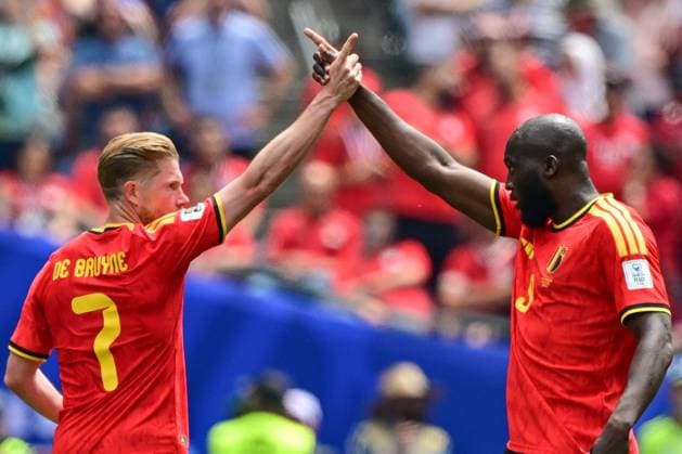Belgium s Kevin De Bruyne and Belgium s Romelu Lukaku celebrate during a soccer game between Belgian national team, Nationalteam Red Devils and Egypt, on Monday 15 June 2026 in Seattle, the first game in the group stage of the FIFA World Cup, WM, Weltmeisterschaft, Fussball 2026 in the United States of America. The Diables Rouges - Rode Duivels were drawn into Group G. DIRKxWAEM  x177813847x