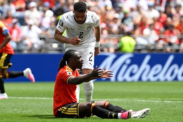 Belgium vs Egypt - 2026 FIFA World Cup, WM, Weltmeisterschaft, Fussball SEATTLE, USA - JUNE 15 : Doku Jeremy forward of Belgium and Ibrahim Yasser defender of Egypt pictured during the FIFA World Cup 2026 Group G match between Belgium and Egypt at the Lumen Field stadium on June 15, 2026 in Seattle, USA, 15 06 2026 Seattle United States of America  Copyright: xNicoxVereeckenx