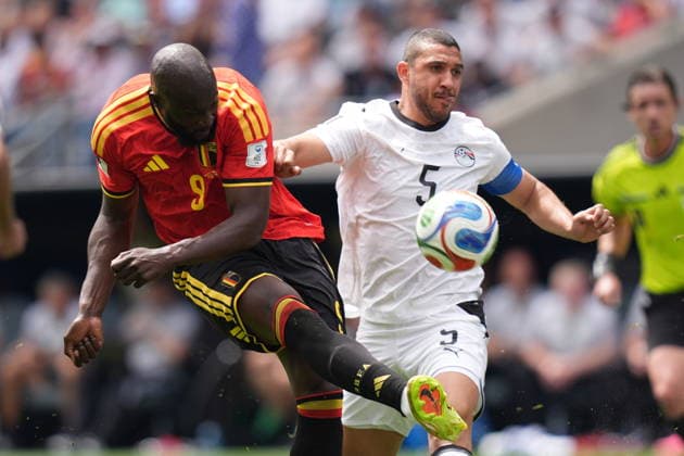 Belgium v Egypt - FIFA World Cup, WM, Weltmeisterschaft, Fussball 2026 - Group G SEATTLE, UNITED STATES - JUNE 15: Romelu Lukaku (9) of Belgium in action against Ramy Rabia of Egypt during the 2026 FIFA World Cup First Stage Group G match between Belgium and Egypt at Lumen Field (Seattle Stadium) in Seattle, Washington, United States on June 15, 2026. Ercin Erturk Anadolu Washington United States. Editorial use only. Please get in touch for any other usage.  Copyright: x2026xAnadoluxErcinxErturkx