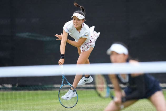 Lexus Nottingham Open - Day One Makoto Ninomiya of Japan competes during the Round of 16 doubles match at the 2026 Lexus Nottingham Open Women s tennis tournament at the Nottingham Tennis Centre in Nottingham, England, on June 15, 2026. Nottingham Great Britain United Kingdom  Copyright: xOwenxHammondx originalFilename:hammond-2026lexu260615_npxTx.jpg