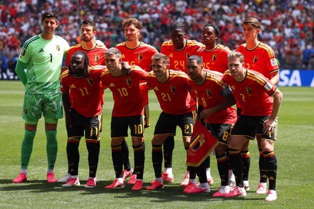 SEATTLE, WA - JUNE 15: Players from Belgium pose for a photo before the FIFA World Cup, WM, Weltmeisterschaft, Fussball 2026 Group G match between Belgium and Egypt on June 15, 2026 at Seattle Stadium in Seattle, Washington. (Photo by Henry Rodenburg Icon Sportswire) SOCCER: JUN 15 FIFA World Cup 26 Group G - Belgium vs Egypt EDITORIAL USE ONLY Icon260615004
