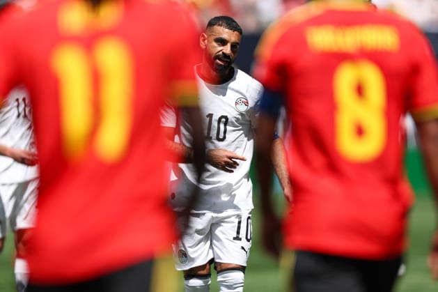 SEATTLE, WA - JUNE 15: Forward Mohamed Salah 10 of Egypt looks on during the FIFA World Cup, WM, Weltmeisterschaft, Fussball 2026 Group G match between Belgium and Egypt on June 15, 2026 at Seattle Stadium in Seattle, Washington. (Photo by Henry Rodenburg Icon Sportswire) SOCCER: JUN 15 FIFA World Cup 26 Group G - Belgium vs Egypt EDITORIAL USE ONLY Icon260615010