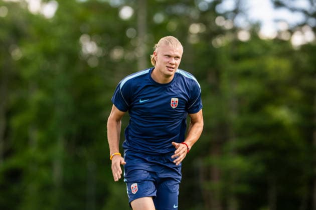 260615 Erling Braut Haaland of the Norwegian national football team at a training session during day 5 of the FIFA World Cup, WM, Weltmeisterschaft, Fussball 2026 on June 15, 2026 in Foxborough. Photo: Vegard Grott BILDBYRAN kod VG VG0953 bbeng fotball football soccer fotboll fifa world cup vm fotball-vm vm 2026 norge norway trening träning training practice boston