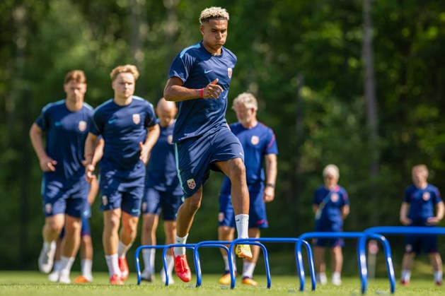260615 Antonio Nusa of the Norwegian national football team at a training session during day 5 of the FIFA World Cup, WM, Weltmeisterschaft, Fussball 2026 on June 15, 2026 in Foxborough. Photo: Vegard Grott BILDBYRAN kod VG VG0953 bbeng fotball football soccer fotboll fifa world cup vm fotball-vm vm 2026 norge norway trening träning training practice boston