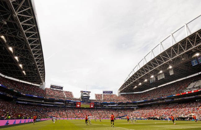 SEATTLE, WASHINGTON - JUNE 15: General view inside the stadium during the FIFA World Cup, WM, Weltmeisterschaft, Fussball 2026 Group G match between Belgium and Egypt at Seattle Stadium on June 15, 2026 in Seattle, Washington.  Copyright: xMBxMediax