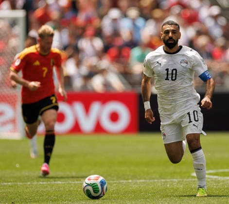 SEATTLE, WASHINGTON - JUNE 15: Mohamed Salah of Egypt in possession during the FIFA World Cup, WM, Weltmeisterschaft, Fussball 2026 Group G match between Belgium and Egypt at Seattle Stadium on June 15, 2026 in Seattle, Washington.  Copyright: xMBxMediax