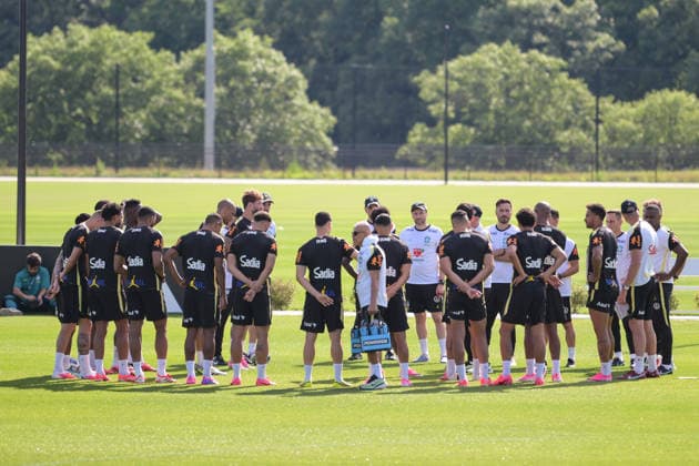 Fußball, WM 2026, 20260615, Training Brasilien. Im Bild Brasilien im Kreis. Morristown Red-Bull-Akademie New Jersey Vereinigte Staaten von Amerika