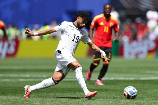SEATTLE, WA - JUNE 15: Midfielder Marawan Attia 19 of Egypt kicks the ball during the FIFA World Cup, WM, Weltmeisterschaft, Fussball 2026 Group G match between Belgium and Egypt on June 15, 2026 at Seattle Stadium in Seattle, Washington. (Photo by Henry Rodenburg Icon Sportswire) SOCCER: JUN 15 FIFA World Cup 26 Group G - Belgium vs Egypt EDITORIAL USE ONLY Icon260615026