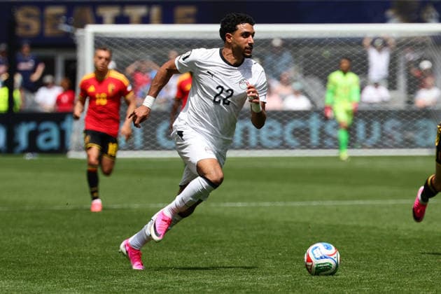 Omar Marmoush of Egypt dribbles the ball during the FIFA World Cup, WM, Weltmeisterschaft, Fussball 2026 match between Belgium and Egypt at Lumen Field, Seattle, USA on 15 June 2026. Copyright: xPeterxDovganx 45070066