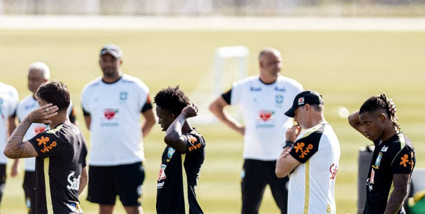 Treino da Seleção Brasileira NOVA JERSEY, NJ - 15.06.2026: TREINO DA SELEcaO BRASILEIRA - Lucas Paqueta, Vinicius Jr., and Danilo Santos during a training session with the Brazilian national team, Nationalteam at the New York Red Bulls training center in Morristown, New Jersey, United States. The Brazilian team faces Haiti on Friday in the second round of Group C of the 2026 FIFA World Cup, WM, Weltmeisterschaft, Fussball (Photo: Marcelo Machado de Melo Fotoarena) x2962947x  MarceloxMachadoxdexMelo
