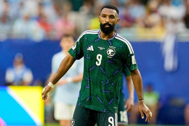Feras Albrikan (Saudi Arabia) looks on during the FIFA World Cup, WM, Weltmeisterschaft, Fussball 2026 Group H match between Saudi Arabia and Uruguay at Miami Stadium on June 15, 2026 in Miami, United States. (Photo by Alex Gottschalk DeFodi Images) -