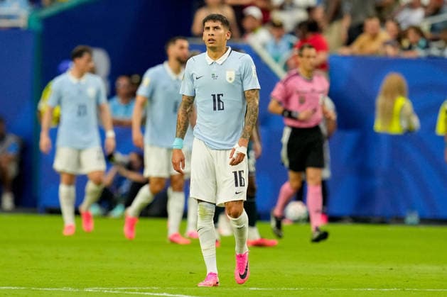 Mathias Olivera (Uruguay) looks on during the FIFA World Cup, WM, Weltmeisterschaft, Fussball 2026 Group H match between Saudi Arabia and Uruguay at Miami Stadium on June 15, 2026 in Miami, United States. (Photo by Alex Gottschalk DeFodi Images) -