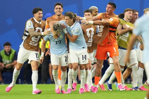 Saudi Arabia v Uruguay - FIFA World Cup, WM, Weltmeisterschaft, Fussball 2026 - Group H FLORIDA, USA - JUNE 15: Maximiliano Araujo of Uruguay celebrates after scoring a goal during the 2026 FIFA World Cup First Stage Group H match between Saudi Arabia and Uruguay at Hard Rock Stadium (Miami Stadium) in Miami Gardens, Florida, United States on June 15, 2026. Evrim Aydin Anadolu Florida United States. Editorial use only. Please get in touch for any other usage.  Copyright: x2026xAnadoluxEvrimxAydinx