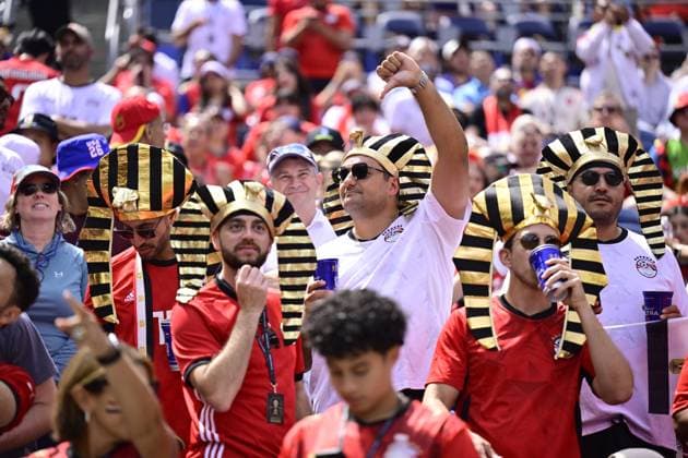 Belgium vs Egypt - 2026 FIFA World Cup, WM, Weltmeisterschaft, Fussball SEATTLE, USA - JUNE 15 : Egyptian fans during the FIFA World Cup 2026 Group G match between Belgium and Egypt at the Lumen Field stadium on June 15, 2026 in Seattle, USA, 15 06 2026 Seattle United States of America  Copyright: xJanxDexMeuleneirx